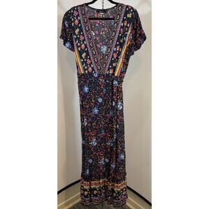 Zesica Sz XL Maxi Wrap Sundress Cover-Up Colorful Floral Boho Chic Cottagecore